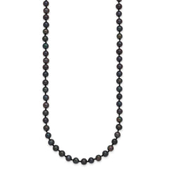 Sterling Silver Rhodium-plated 4-5mm Black Near-Round Freshwater Cultured Pearl 18 inch NecklaceQH5152