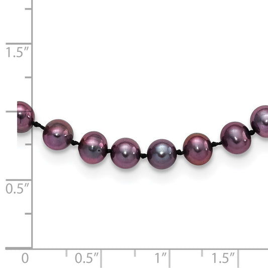 Sterling Silver Rhodium-plated 5-6mm Black Near-Round Freshwater Cultured Pearl 18 inch NecklaceQH5153-16