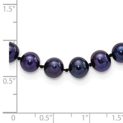 Sterling Silver Rhodium-plated 6-7mm Black Near-Round Freshwater Cultured Pearl 24 inch NecklaceQH5154-16