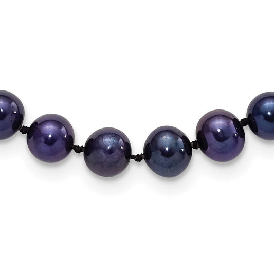 Sterling Silver Rhodium-plated 6-7mm Black Near-Round Freshwater Cultured Pearl 20 inch NecklaceQH5154-16