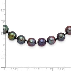 Sterling Silver Rhodium-plated 9-10mm Black Near-Round Freshwater Cultured Pearl 7.25 inch  Bracelet QH5157-7.25
