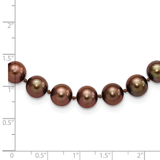 Sterling Silver Rhodium-plated 8-9mm Brown Near-Round Freshwater Cultured Pearl 20 inch NecklaceQH5159-18