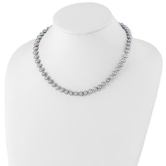 Sterling Silver Rhodium-plated 6-7mm Grey Near-Round Freshwater Cultured Pearl 20 inch NecklaceQH5161-16