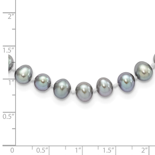Sterling Silver Rhodium-plated 6-7mm Grey Near-Round Freshwater Cultured Pearl 18 inch NecklaceQH5161-16