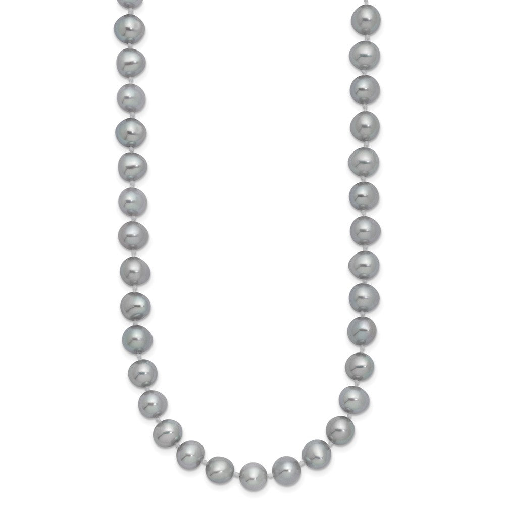 Sterling Silver Rhodium-plated 7-8mm Grey Near-Round Freshwater Cultured Pearl 16 inch NecklaceQH5162