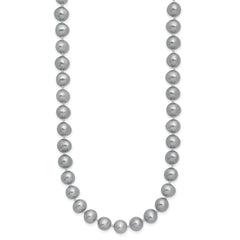 Sterling Silver Rhodium-plated 7-8mm Grey Near-Round Freshwater Cultured Pearl 16 inch NecklaceQH5162