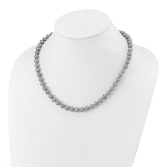 Sterling Silver Rhodium-plated 7-8mm Grey Near-Round Freshwater Cultured Pearl 18 inch NecklaceQH5162