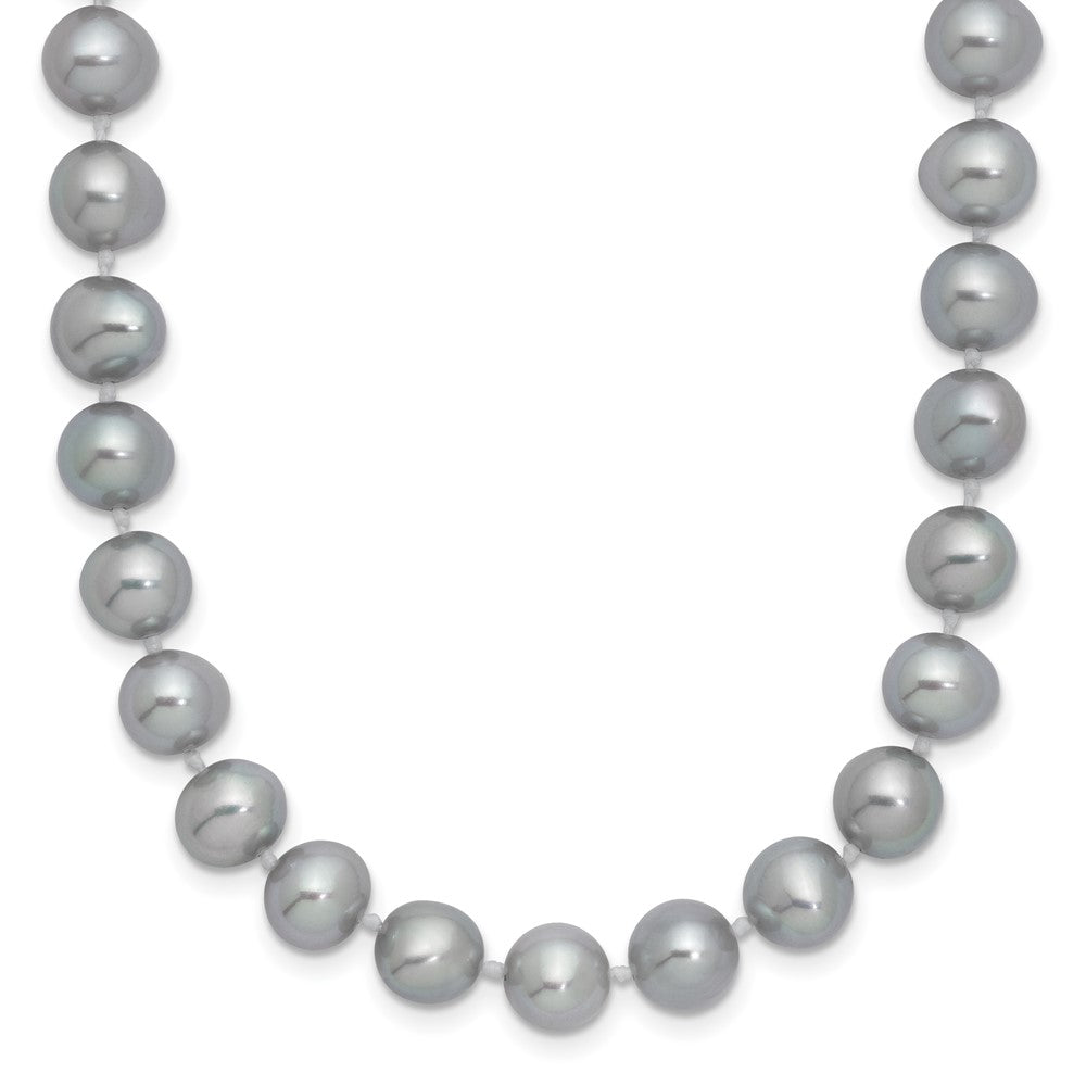 Sterling Silver Rhodium-plated 7-8mm Grey Near-Round Freshwater Cultured Pearl 24 inch NecklaceQH5162
