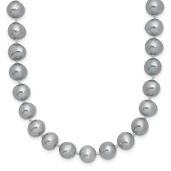 Sterling Silver Rhodium-plated 7-8mm Grey Near-Round Freshwater Cultured Pearl 24 inch NecklaceQH5162