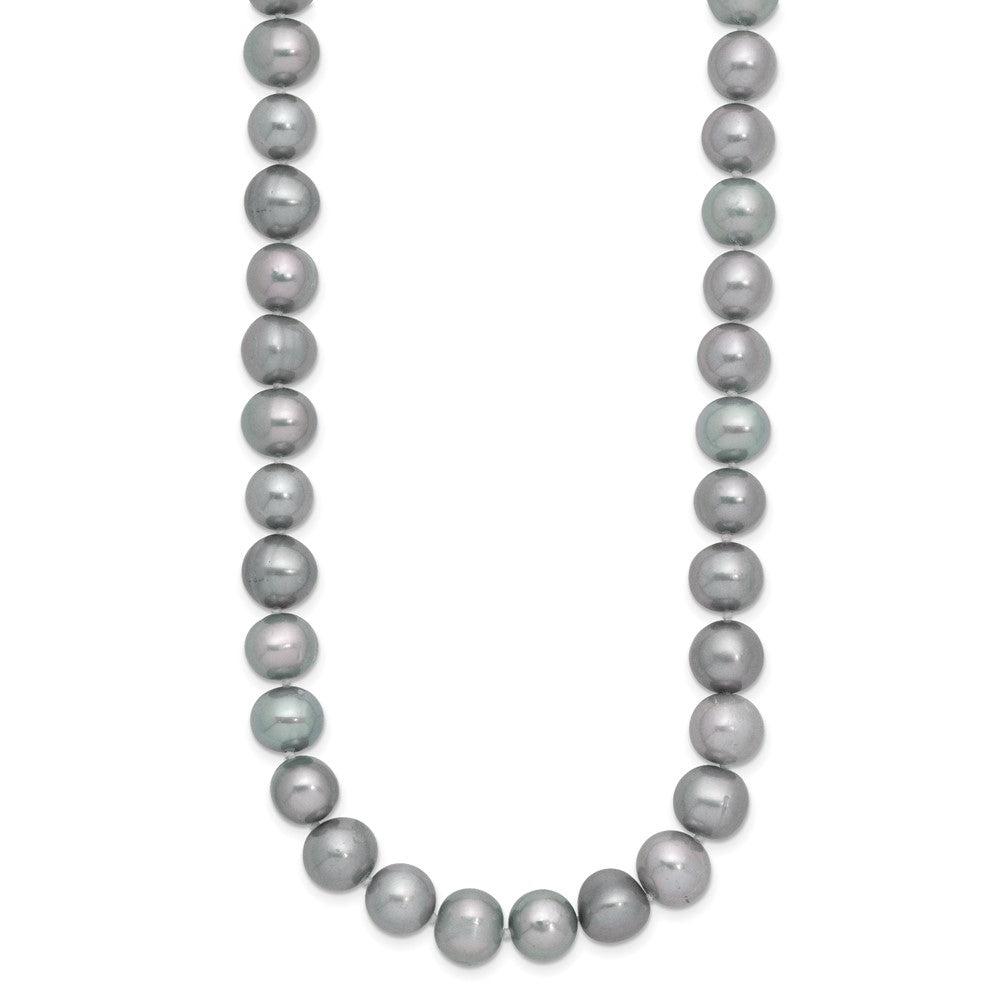 Sterling Silver Rhodium-plated 8-9mm Grey Near-Round Freshwater Cultured Pearl 20 inch NecklaceQH5163