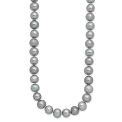 Sterling Silver Rhodium-plated 8-9mm Grey Near-Round Freshwater Cultured Pearl 20 inch NecklaceQH5163