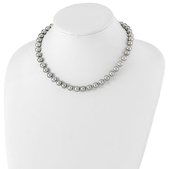 Sterling Silver Rhodium-plated 8-9mm Grey Near-Round Freshwater Cultured Pearl 16 inch Necklace QH5163-16