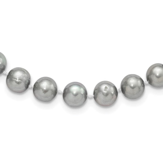 Sterling Silver Rhodium-plated 8-9mm Grey Near-Round Freshwater Cultured Pearl 16 inch Necklace QH5163-16