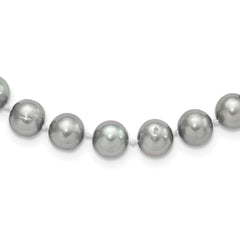 Sterling Silver Rhodium-plated 8-9mm Grey Near-Round Freshwater Cultured Pearl 16 inch Necklace QH5163-16