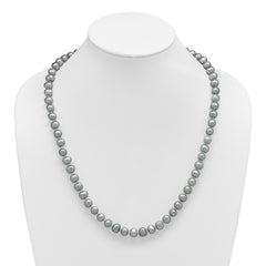 Sterling Silver Rhodium-plated 8-9mm Grey Near-Round Freshwater Cultured Pearl 24 inch NecklaceQH5163