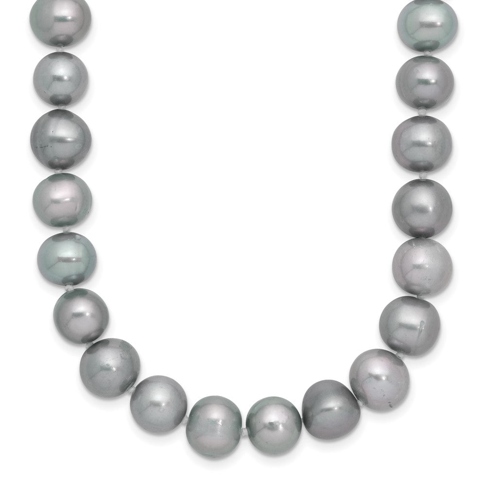 Sterling Silver Rhodium-plated 8-9mm Grey Near-Round Freshwater Cultured Pearl 18 inch NecklaceQH5163