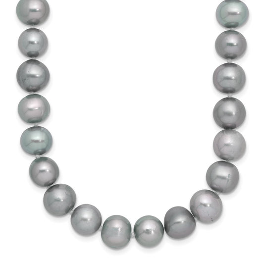 Sterling Silver Rhodium-plated 8-9mm Grey Near-Round Freshwater Cultured Pearl 18 inch NecklaceQH5163