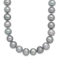 Sterling Silver Rhodium-plated 8-9mm Grey Near-Round Freshwater Cultured Pearl 18 inch NecklaceQH5163