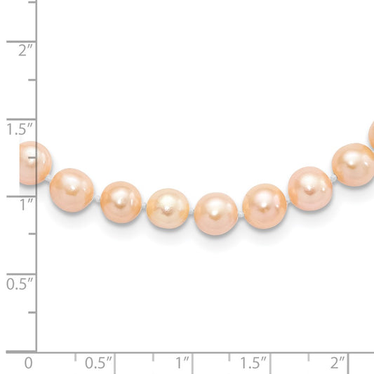 Sterling Silver Rhodium-plated 6-7mm Pink Near-Round Freshwater Cultured Pearl 18 inch NecklaceQH5166-16