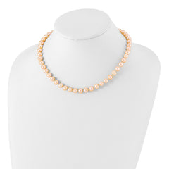 Sterling Silver Rhodium-plated 7-8mm Pink Near-Round Freshwater Cultured Pearl 20 inch NecklaceQH5167-16