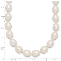Sterling Silver Rhodium-plated 7-8mm White Rice Freshwater Cultured Pearl18 inch Necklace QH5171-18