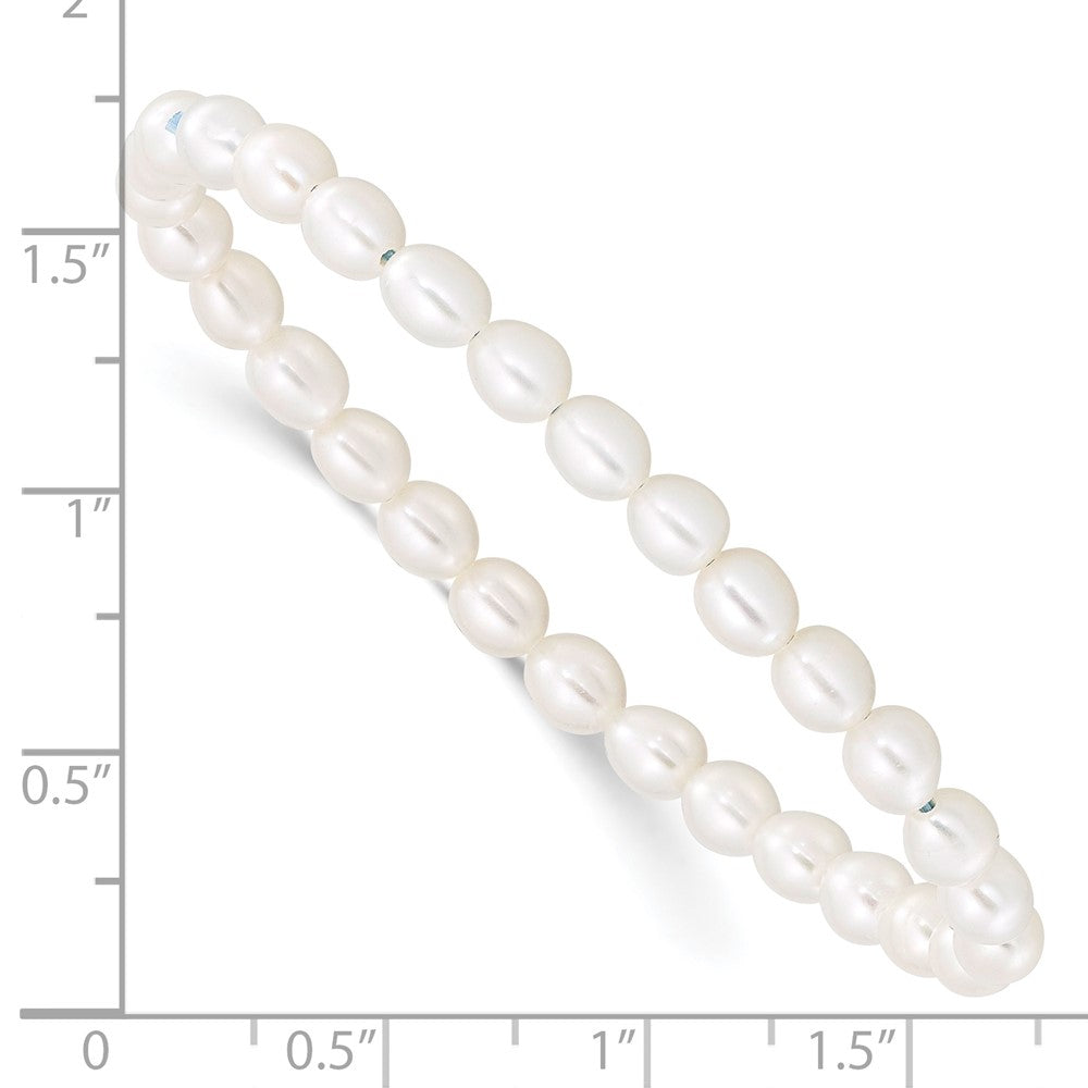 Children's 4-5mm White Rice Freshwater Cultured Pearl Stretch Bracelet QH5278