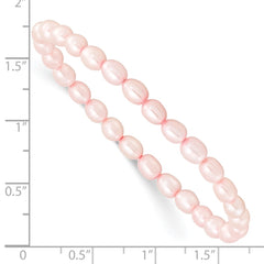 Children's 4-5mm Pink Rice Freshwater Cultured Pearl Stretch Bracelet QH5279