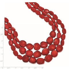 Sterling Silver Triple Strand Red Coral 16 inch Necklace with 2 inch extension QH5307-16