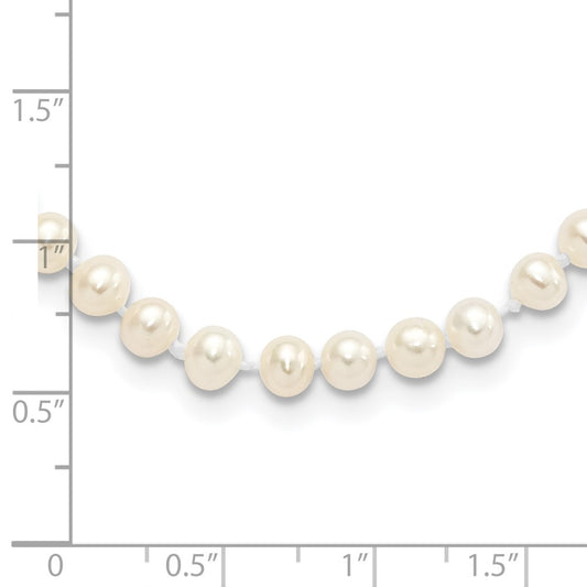 Sterling Silver Rhodium-plated 4-5mm White Near-Round Freshwater Cultured Pearl 18 inch NecklaceQH5311-16