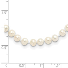 Sterling Silver Rhodium-plated 4-5mm White Near-Round Freshwater Cultured Pearl 18 inch NecklaceQH5311-16