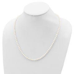 Sterling Silver Rhodium-plated 4-5mm White Near-Round Freshwater Cultured Pearl 28 inch NecklaceQH5311-20