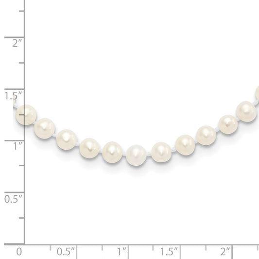 Sterling Silver Rhodium-plated 4-5mm White Near-Round Freshwater Cultured Pearl 24 inch NecklaceQH5311-20