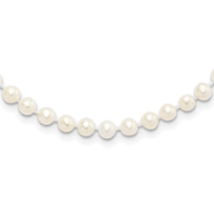 Sterling Silver Rhodium-plated 4-5mm White Near-Round Freshwater Cultured Pearl 20 inch NecklaceQH5311-20