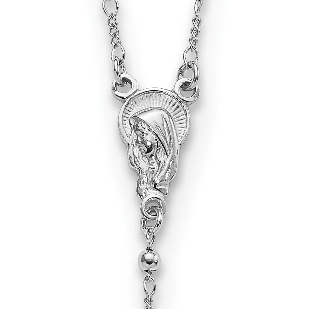 Sterling Silver Rhodium Plated Polished Beaded Rosary QH5348-24