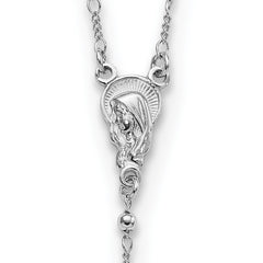 Sterling Silver Rhodium Plated Polished Beaded Rosary QH5348-24