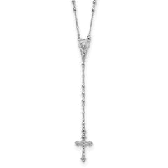 Sterling Silver Rhodium Plated Polished Beaded Rosary QH5348-24