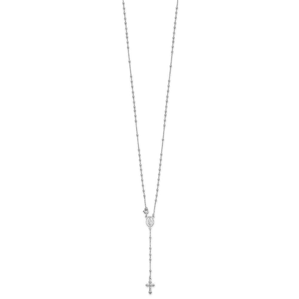 Sterling Silver 18 Rhodium Plated Polished Beaded Rosary QH5352-18
