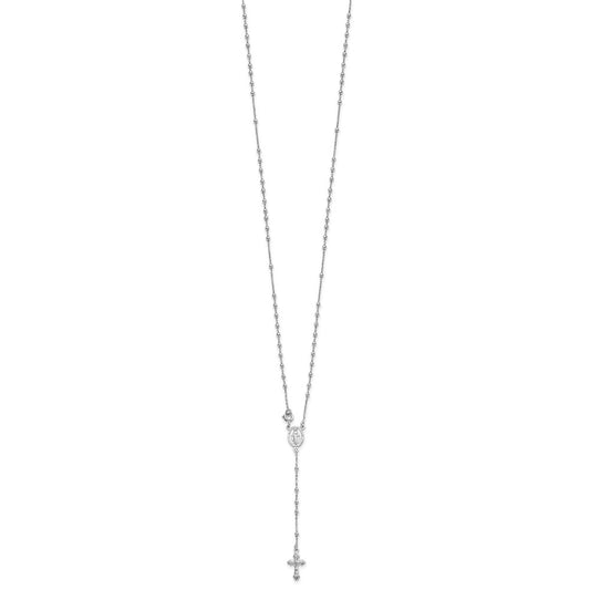 Sterling Silver 18 Rhodium Plated Polished Beaded Rosary QH5352-18