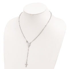 Sterling Silver 18 Rhodium Plated Polished Beaded Rosary QH5352-18