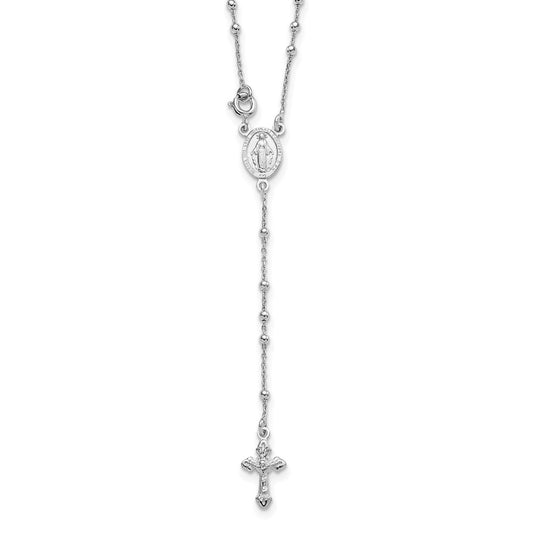 Sterling Silver 18 Rhodium Plated Polished Beaded Rosary QH5352-18
