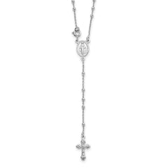 Sterling Silver 18 Rhodium Plated Polished Beaded Rosary QH5352-18