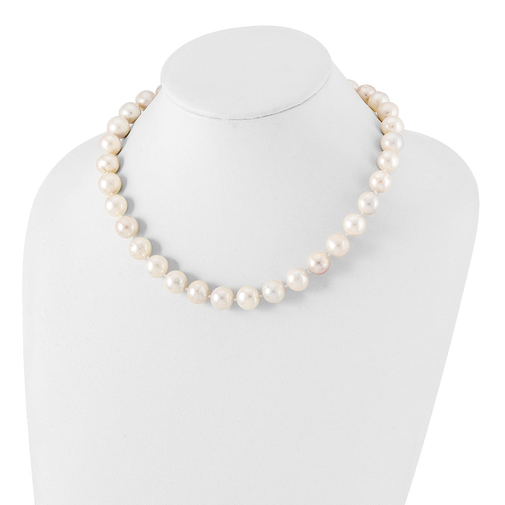 Sterling Silver Rhodium-plated 12-13mm White Near-Round Freshwater Cultured Pearl 20 inch NecklaceQH5359-18