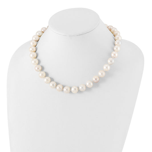 Sterling Silver Rhodium-plated 12-13mm White Near-Round Freshwater Cultured Pearl 20 inch NecklaceQH5359-18