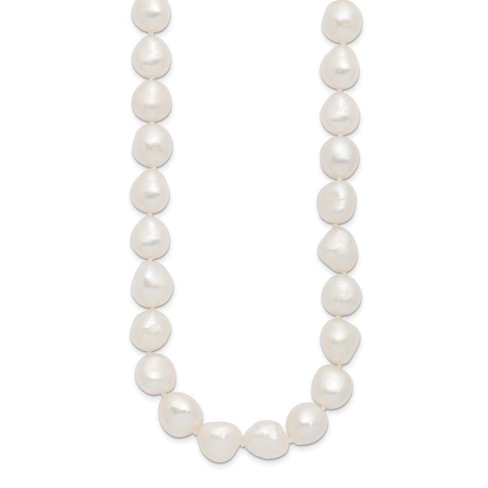 Sterling Silver Rhodium-plated 11-12mm White Baroque Freshwater Cultured Pearl 18 inch Necklace QH5362-18