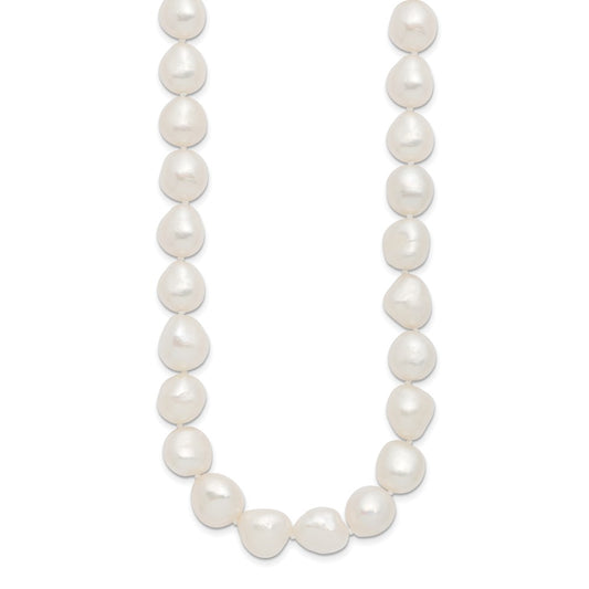 Sterling Silver Rhodium-plated 11-12mm White Baroque Freshwater Cultured Pearl 18 inch Necklace QH5362-18