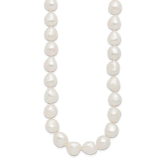 Sterling Silver Rhodium-plated 11-12mm White Baroque Freshwater Cultured Pearl 18 inch Necklace QH5362-18