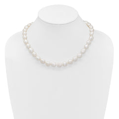 Sterling Silver Rhodium-plated 11-12mm White Baroque Freshwater Cultured Pearl 18 inch Necklace QH5362-18