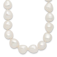 Sterling Silver Rhodium-plated 11-12mm White Baroque Freshwater Cultured Pearl 18 inch Necklace QH5362-18