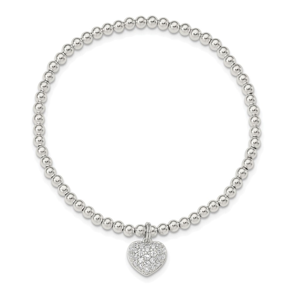Sterling Silver CZ Heart Stretch Bracelet QH5450