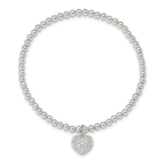Sterling Silver CZ Heart Stretch Bracelet QH5450